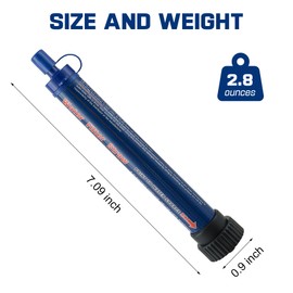 Navy Blue 1 Pack Water Filter Straw Outdoor Portable Personal Water Filter Straw Water Purifier Survival Gear and Equipment for Hiking Camping Travel and Emergency