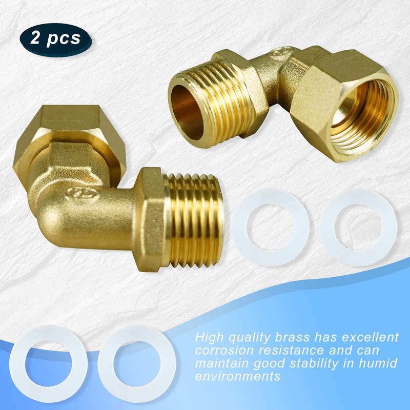 Solid Brass Elbow 1/2" Male to 1/2" Female Connectors 90