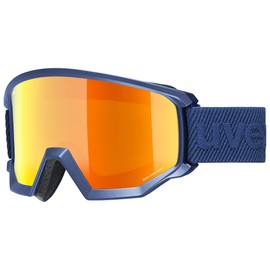 uvex Athletic CV - Ski Goggles for Men and Women - Filter Category 2 - Anti-Fog - Navy Matt/Orange-Green - One Size
