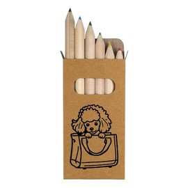 Azeeda 6 x 'Toy Poodle in a Handbag' Short 85mm Pencils/Coloured Pencil Set (PE00063032)