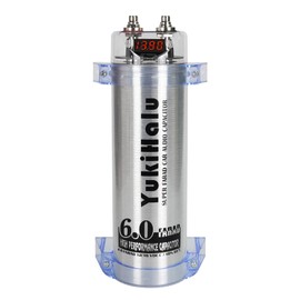 YukiHalu 6.0 Farad Digital Power Capacitor for Car Audio, Digital Voltage Read-Out, Over Voltage Protection, Mounting Brackets Included (6 Farad)