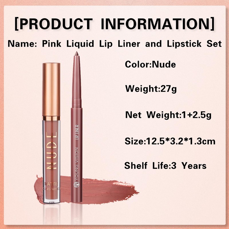 Liquid Lipstick Lip Liner Set, Waterproof & Smudge-proof Lip Gloss