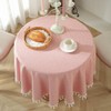 meioro Round Tablecloth, Solid Colour Table Linen, Tassel Tablecloths, Cotton