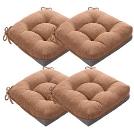MAGIC ELEPHANT Chair Cushions for Dining Chair, Shredded Memory Foam Kitchen Chair Cushions Set of 4, Non-Slip Thick Dinning Room Chair Pads Seat Cushions, 15.5" x 15.5" x 4" (Brown)