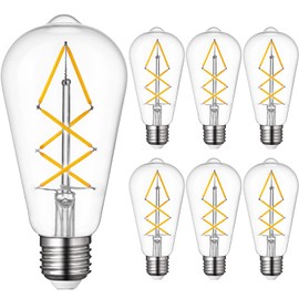 OMED Dimmable E26 LED Edison Bulb 60 watt, Clear Glass 2700k Soft White Vintage Light Bulbs, Cross LED Filament Retro Edison Bulbs for Ceiling Fan, Porch,Bathroom, Farmhouse Light Bulbs 6 Pack