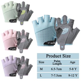 Kids Cycling Gloves with Breathable Mesh Half Finger Roller Skating Cycle Gloves Non Slip Fingerless Bicycle Glove for Boys Girls 9-12 Y Lightweight Cool Sports Gloves Climbing Glove for Hiking Gym