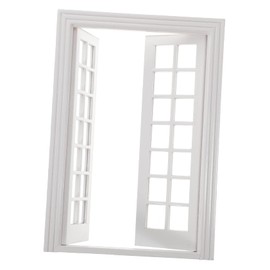 Garneck 2 x DIY Mini Doors and Windows Miniature Wooden Door Fairy Doors DIY Craft Small Door Decoration Fairy Door 1:12 Wooden Window Fairy Front Door Birch Plywood Dollhouse Child White Accessories