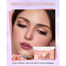 9 Colors Eyeshadow Makeup Palette, Green Purple Matte & Glitter Shimmer Metal Eye Shadow Powder, Highly Pigmented Long Lasting Waterproof Diamond Glistening Makeup Set, Beauty Gift for Women Girl- 02#