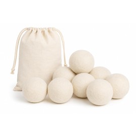 Palline Asciugatrice Lana 8 Pezzi 7 cm, Palline per Asciugatrice in Lana con Sacchetto Portaoggetti, Palline Asciugatura Riutilizzabili per Asciugamani, Lenzuola, Vestiti e Piumini