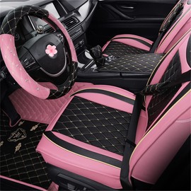Steering Wheel Cover, Microfiber Leather Breathable Anti-Slip Black Pink Steering Wheel Cover Universal Fit 15inch Car Wheel Protector Accessories for Women Men (Pink)