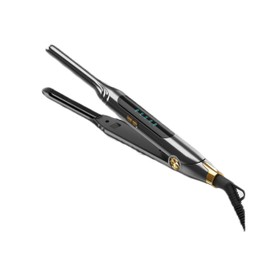 Ficzcfy Small Flat Iron 3/10'' Mini Flat Irons for Short Hair,Pixie Cut & Bangs,Pencil Hair Straightener for Edges with LED Display,Travel Tiny Hair Straightener with Dual Voltage,Auto Shut Off（Gray）