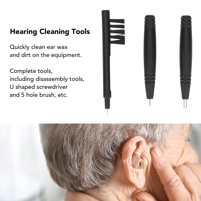 Hearing Aids Cleaning Tools U Screwdriver 5 Hole Brush Portable