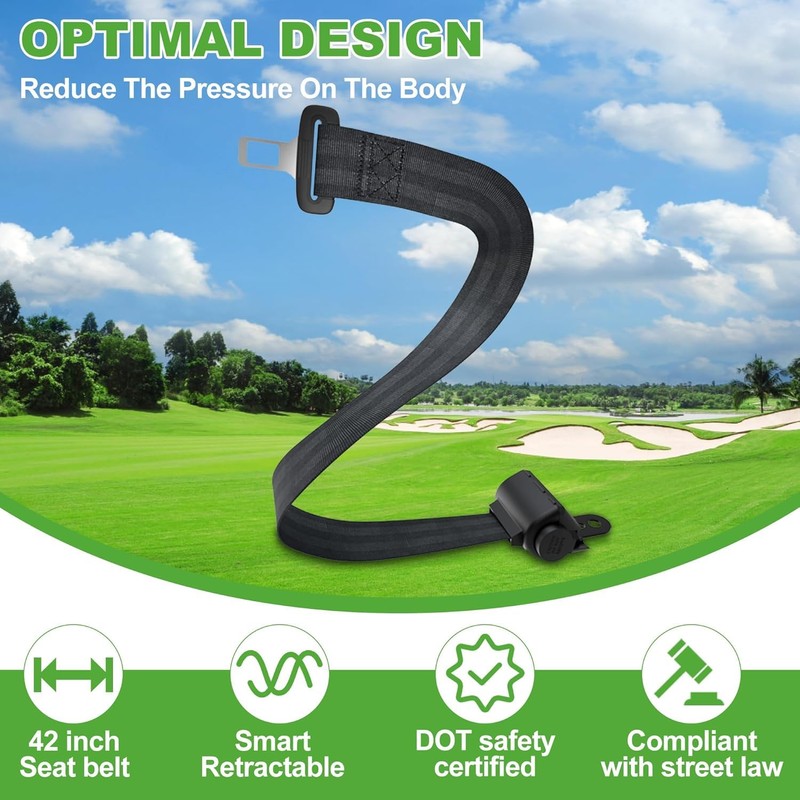 10L0L Golf Cart Seat Belts Set of 2 Retractable 42"