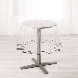 Ligne Decor Round Tablecloth (0) 180 Plain Crystal 15/100e Garden +BIAIS Anthracite, Grey