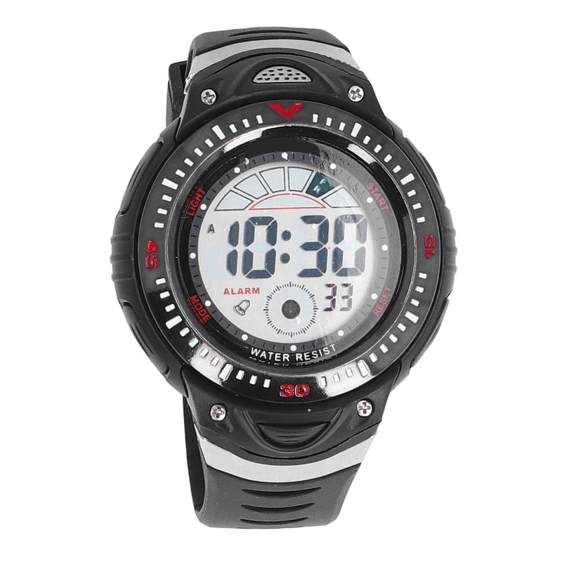 Black Men Digital Watch Waterproof LED Backlight Stopwatch Countdown 12/24
