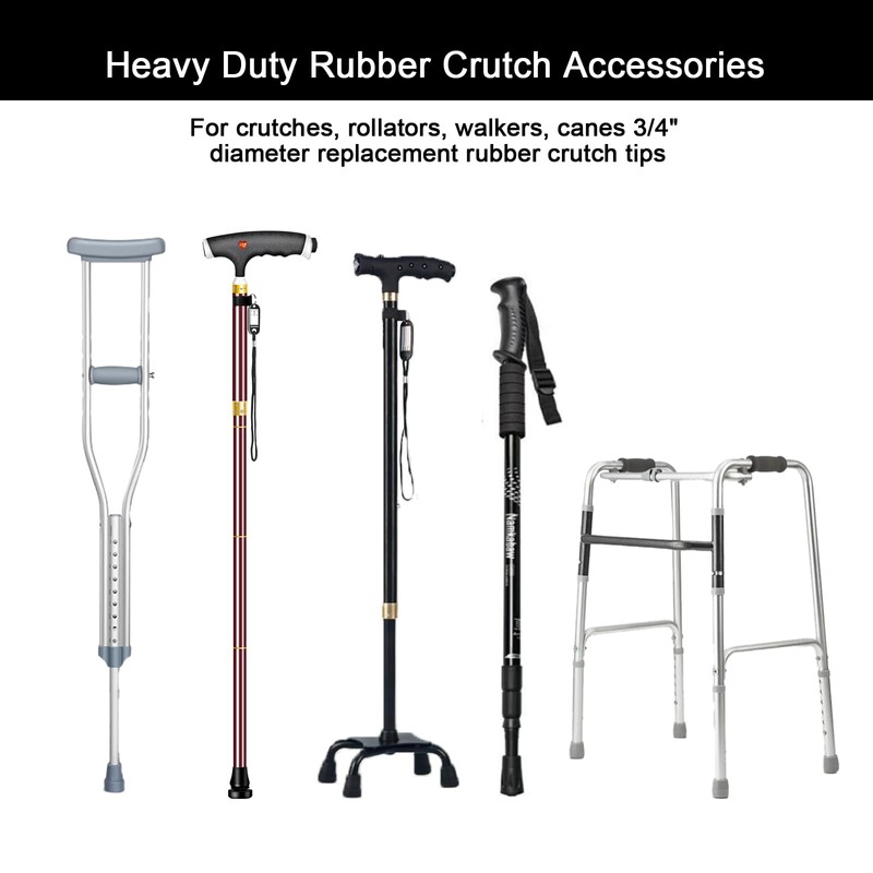 4 Pack Replacement Rubber Cane Tips 3/4 Inch Heavy Duty