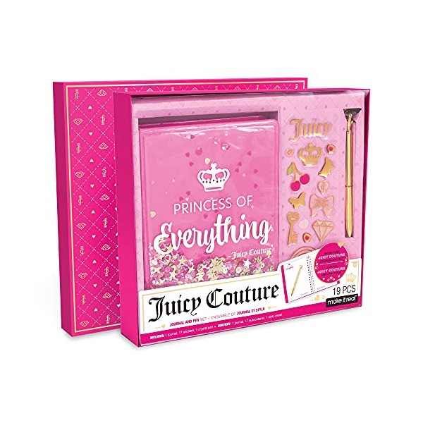 Make It Real Juicy Couture Secret Diary and Crystal Topped Pen - Girls Journal Notebook with Cute Stickers - Tweens Gifts