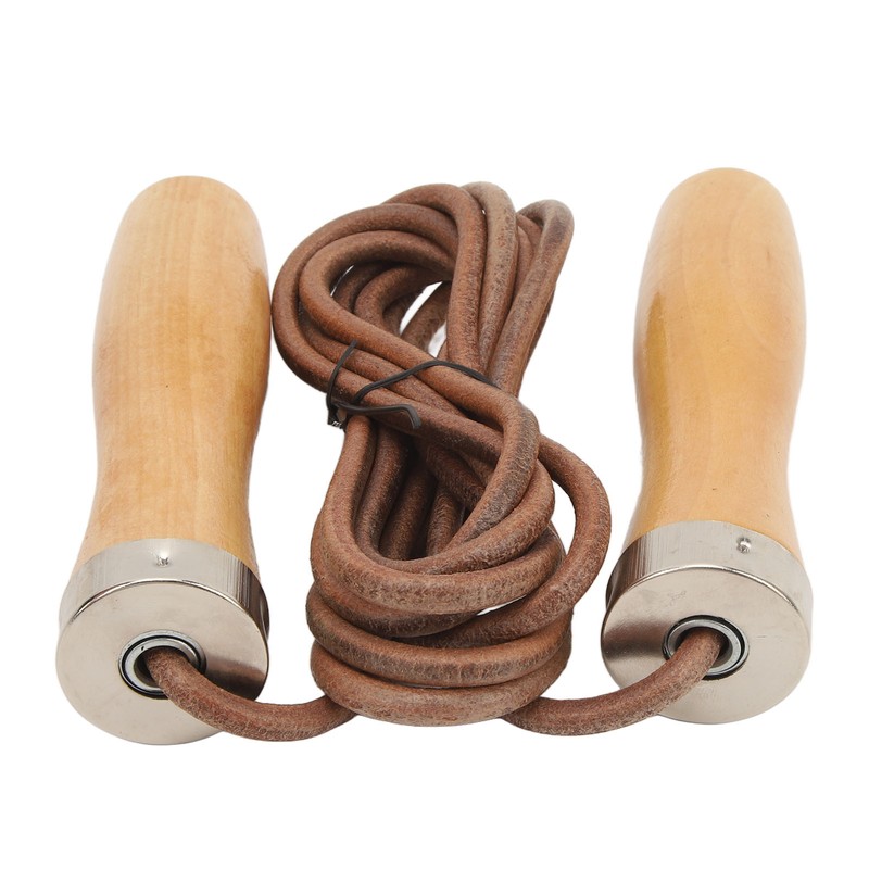 Jump Rope Cowhide Wooden Handle Portable Highly Effective Skipping Rope