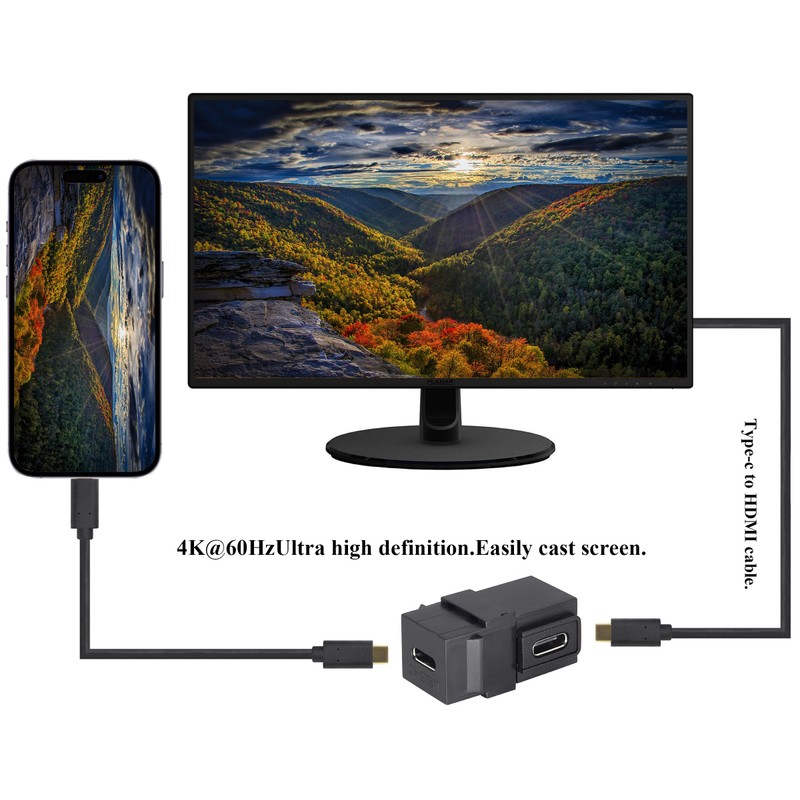 AAOTOKK 90 Degree USB C 3.1 Keystone Insert Jack Connector