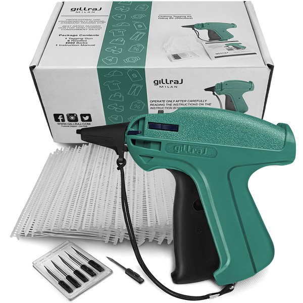 GILLRAJ Clothing Tagging Gun with 5000 pcs 2" Standard Barbs and 6 Needles Clothes Retail Price Tag Gun Set Kit for Boutique Store Warehouse Consignment Garage Yard Sale (2")