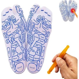 Jinshining White Reflexology Socks Set,Reflexology Socks with Trigger Point Massage Tool, Acupoint Socks Set, Acupressure Reflexology Foot Massage Socks, Massage Tools and Equipment