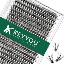 Lash Clusters 300pcs Individual Lashes 30D 0.07D Curl 18mm DIY Eyelash Extension KEYYOU Large Tray Volume Soft&Natural Cluster Lashes(30D-0.07D,18）