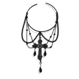 Gothic Cross Chain Arm Cuff Jewelry for Women Girls Rhinestone Black Criss Cross Dangle Armband Upper Open Charms Pendant Leg Chain Charms Layered Tassel Drop Dangling Wedding Prom Party Jewelry