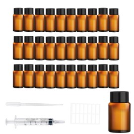 Ksnowqi 30 Stück Braune Leere Glasflaschen, Tropfflasche Mini Fläschchen 3ml, Fläschchen für Ätherische Öle, Pipettenflasche für Massage, Parfüm, Flüssigkeiten