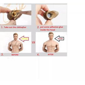 custom made 1/6 Inner Neck Joint Adapter Peg Connector custom male head w/ 1pc Adhesive glue