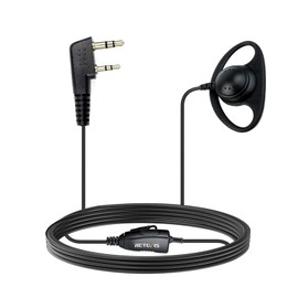 Retevis 2 Way Radio Earpiece with Mic, D-Type Walkie Talkie Earpiece, 2 Pin, for RT22 RT68 RT21 H-777 RT22S, Compatible with Pxton BAOFENG 888S Kenwood Walkie Talkies, Two Way Radio Headset(1 Pack)