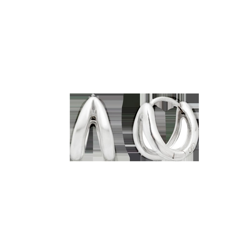 [D.Silver] Silver 925 twin line one-touch earrings silver / [D.Silver]