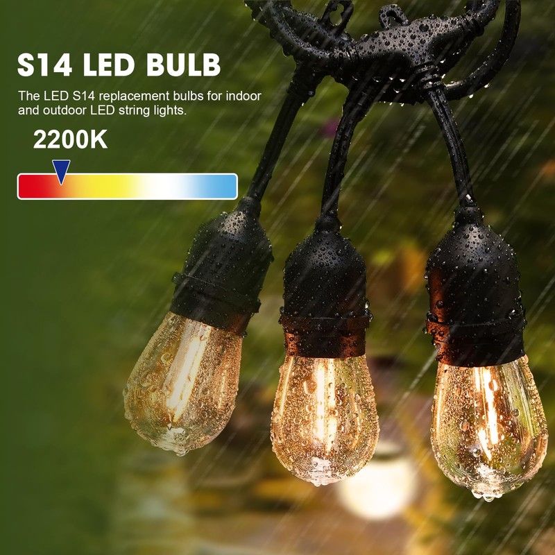 GvvooHome LED S14 Replacement Light Bulbs for Outdoor String Lights,