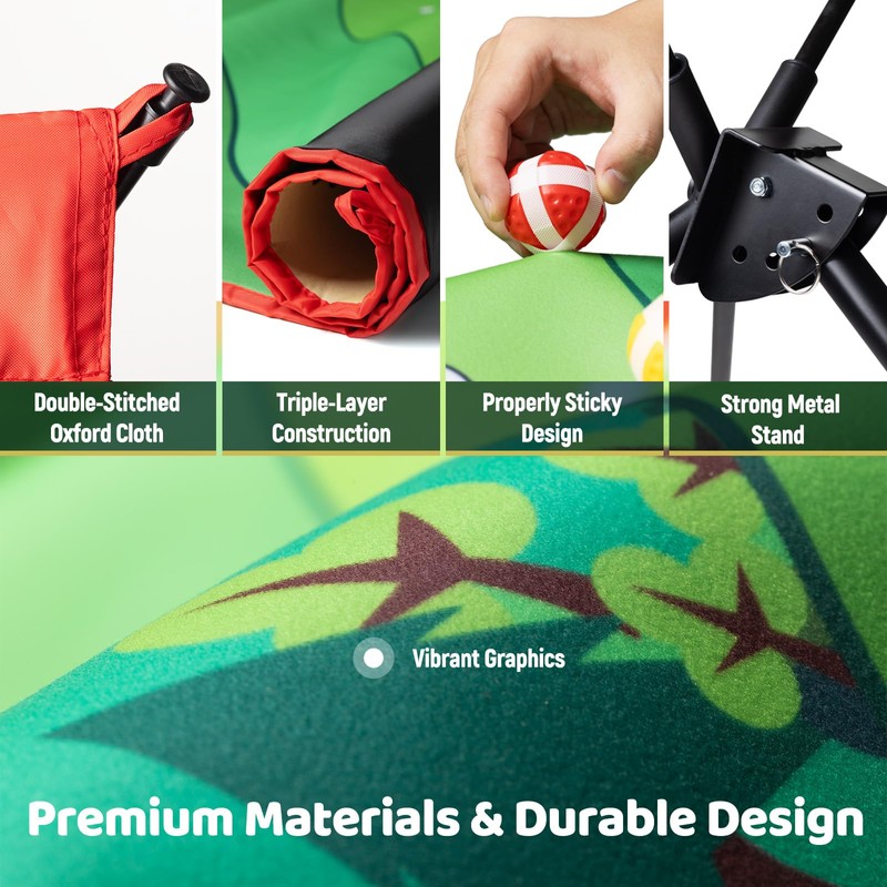 Golf Chipping Game Set : Portable 6-Angle Adjustable Practice Mat