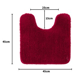 MIULEE Absorbent WC Toilet Rug Non Slip U Shape Bath Mat with High Hydroscopicity Rugs Super Soft Cozy and Shaggy Microfiber Rug Carpet for Bathroom Red 45 x 45 cm