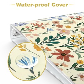 Eyrozill 3 Ring Binder 1 Inch Cute Design, Decorative Recipe Binders, Client Records with Clear Interior Pockets for Letter-Size(11" x 8.5") Paper, PVC Cover (Daisy)