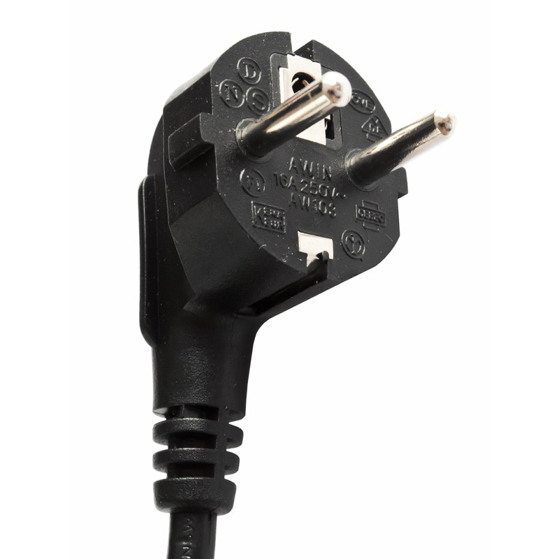 PeakTech Power Cable - IEC Cable with Protective Contact Angled
