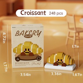 Jollcnoia Croissant Happy Bread Series Food Cute Series Set Toy Mini Bricks Micro Building Kit Toys Desktop Ornaments Gift for Adults Kids