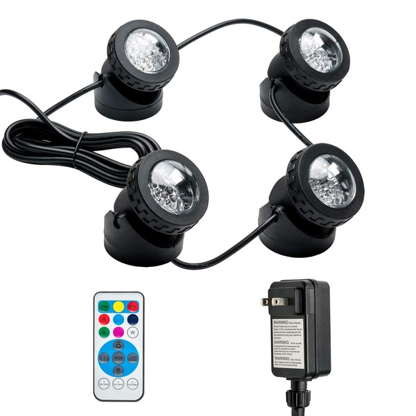 Color Changing LED Fountain Lights, Weighted Underwater Pond Lights Yard