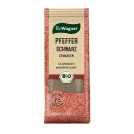 BioWagner - Organic Pepper Black Ground | Ideal for Dark Meat, Rice and Vegetable Dishes | Natural Organic Ingredients | Recyclable Packaging | 50 g