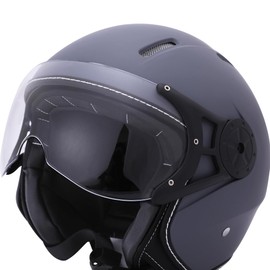 Harssidanzar Motorcycle Helmet Single Visor Open Face Motorbike Scooter Moped Helmet Cruiser, DOT Approved,for Men and Women CU604US, 4 Grey,Size X-Large