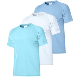 Boyzn 3 Pack Men's Watersport Rash Vest, UPF 50+ UV Sun Protection Shirts, Quick Dry Fishing Beach Swimming Shirts, Short Sleeve Crew Neck T-Shirts for Men, Lightweight Rash Guards for Hiking 3P06-3XL