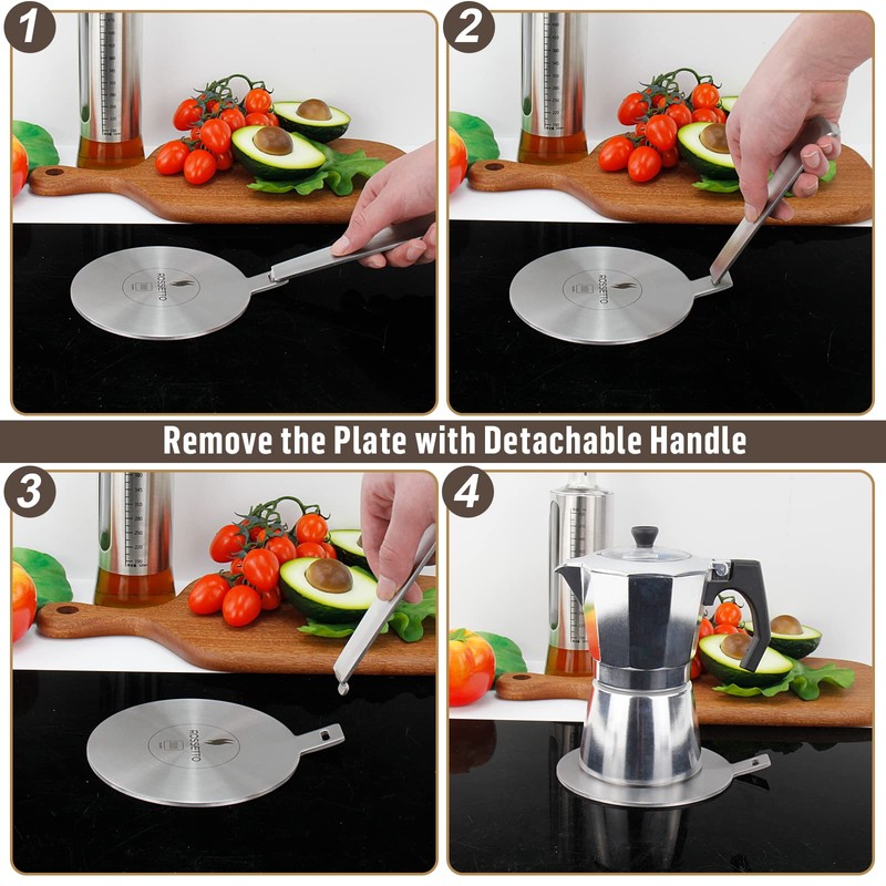 ROSSETTO Induction Adaptor Plate with Removable Stainless Steel Handle Adapter