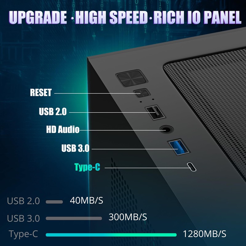 Gaming PC CASE, ATX Cpmputer CASE with 3 Non-LED Fans