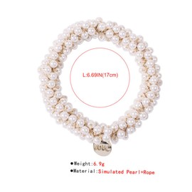 Healeved 3Pcs Pearl Hair Ties High Elastic Ponytail Holders for Thick Hair Stylish Imitation Bead Hair Accessories Pink Gray and White for Everyday Use and Special Occasions