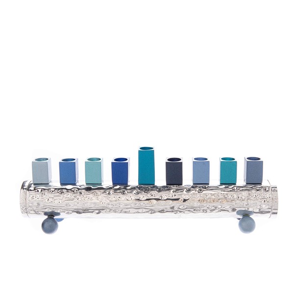 Yair Emanuel - Tira redonda de metal martillado, color azul