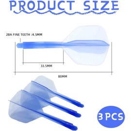 3 Pieces Moulded Dart Flights,Darts Flights,Blue dart flights Intergrated dart Flight,Blue darts Transparent Tail,Easy to replace Anti-fall and Durable Dart Blade,Suitable for Darts Replacement.