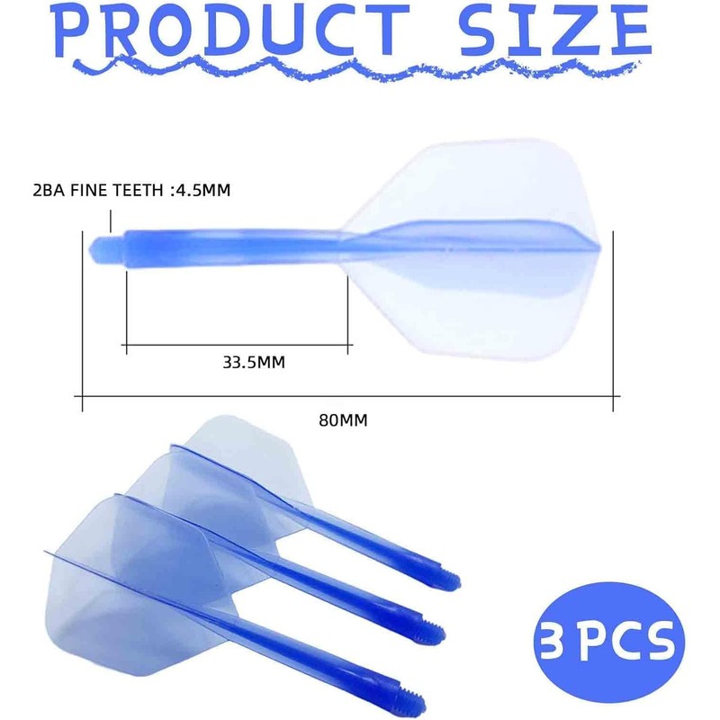 3 Pieces Moulded Dart Flights,Darts Flights,Blue dart flights Intergrated dart