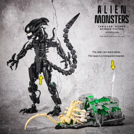 958+Cool Alien Building Block Set Character Model DIY Assembly Black ABSColor: black