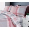 SINGLE Duvet Set Pink Grey Check Quilt Cover Pillow Case