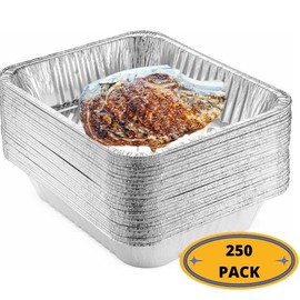 4.5 X 5.5 in Aluminum Pans - Aluminum Pans Without LIDS - Disposable FOIL DRIP Pans - DRIP Pans for Outdoor Grill – BBQ Grill Grease Tray - Aluminum FOIL Grill Accessories – 250 Pack -